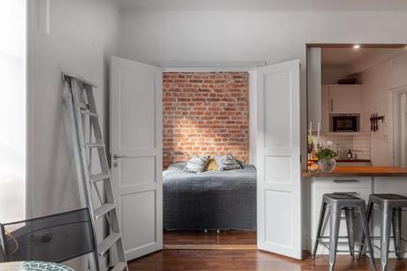 small kitchen small apartment scandinavian studient apartment pisos pequeños 1 persona pisos para foodies pisos para estudiantes pequeñas viviendas pared de ladrillo open kitchen nordic small apartment little apartment cocina pequeña abierta cocina pequeña brick walls decor  