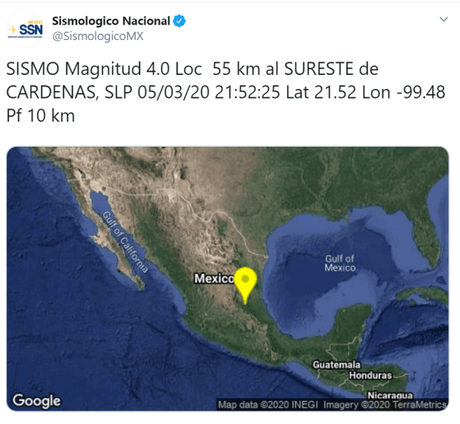 Se registra sismo de 4.0 grados en la zona media de SLP