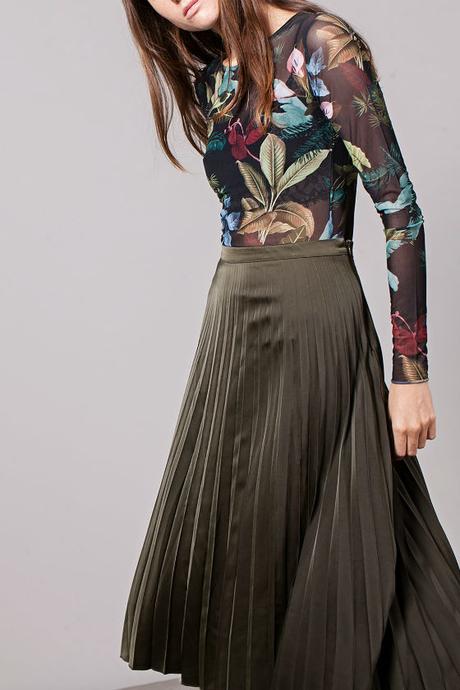 Falda Larga Flores Stradivarius