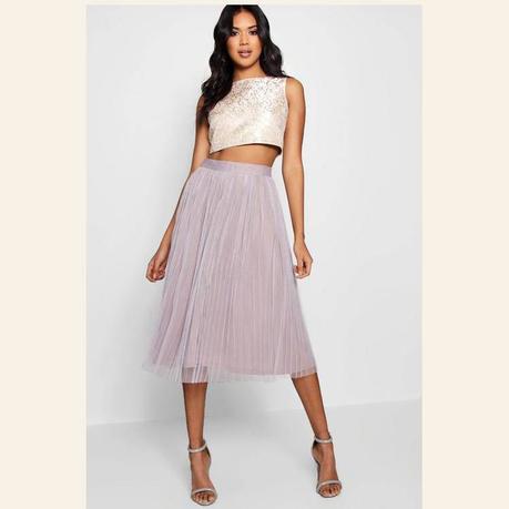 Falda Larga Con Top Corto Para Fiesta De Noche