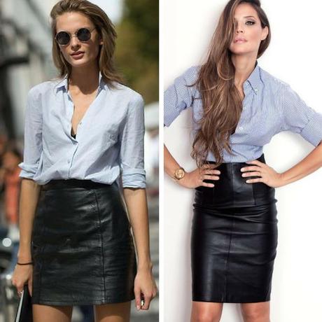 Combinar Falda Tubo Cuero Negra