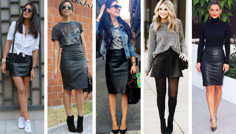 Combinar Falda Tubo Cuero Negra