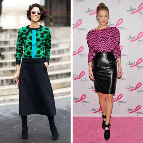 Combinar Falda Tubo Cuero Negra