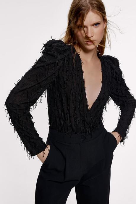 Falda Flecos Cuero Zara