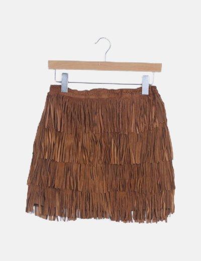 Falda Flecos Cuero Zara