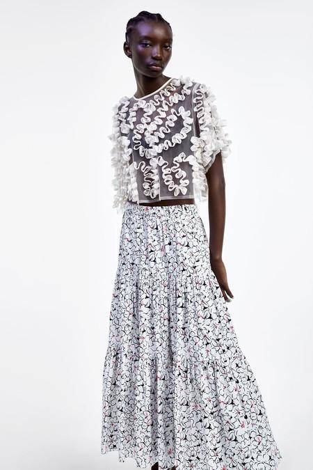 Falda Flecos Cuero Zara