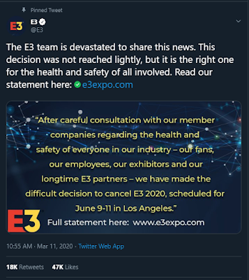 El E3 2020 cancelado por el Coronavirus