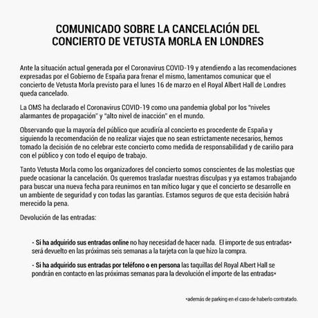 Cancelado el concierto de Vetusta Morla en el Royal Albert Hall de Londres