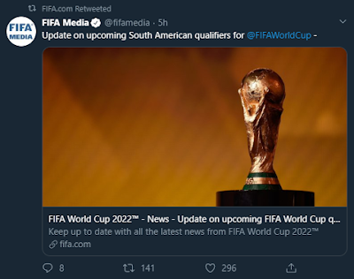 FIFA suspende las eliminatorias sudamericanas para el mundial Qatar 2022