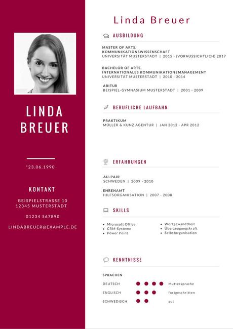 Guter Lebenslauf Beispiel Diese Können Sie In Ms Word Für Ihre Erstaunlich Inspiration Reparatur