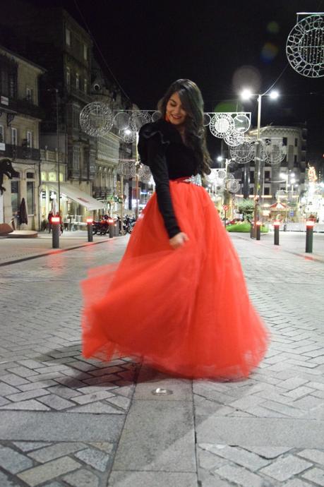 Falda Tul Roja Navidad