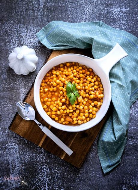 Garbanzos al Curry. Receta Vegana