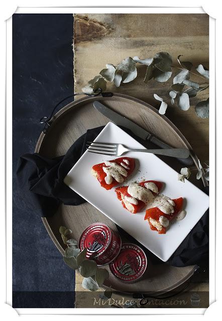 Pimientos rellenos de Bonito y Gambones