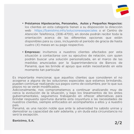 Comunicado ofcial de Banistmo