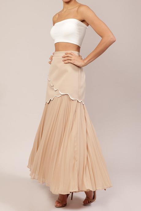Falda Beige Plisada Falda Beige Plisada