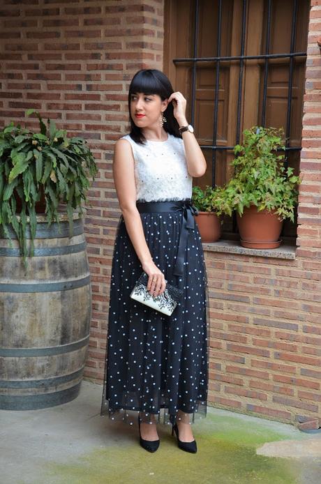 SHEIN Spring Collection |  Maxi falda de tul y lunares