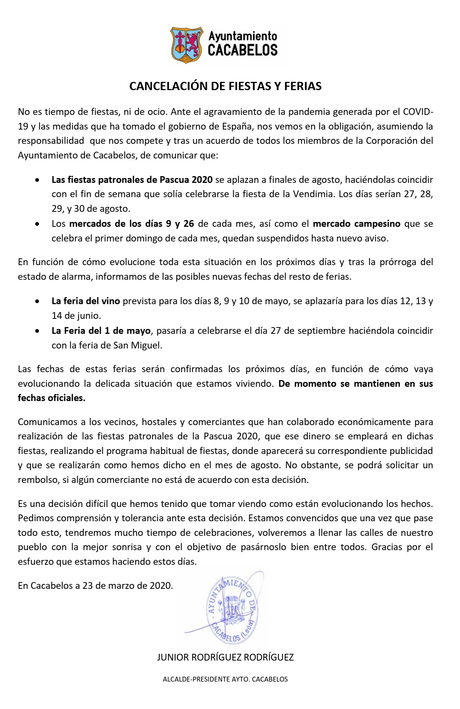 Cacabelos aplaza las fiestas de Pascua al mes de agosto