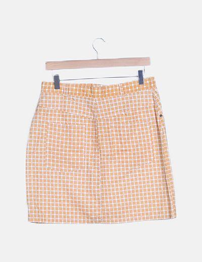 Falda De Cuadros Naranja