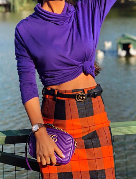 Falda De Cuadros Naranja