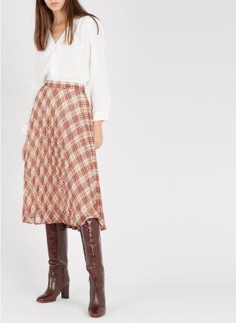 Falda De Cuadros Naranja