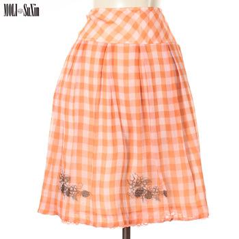 Falda De Cuadros Naranja