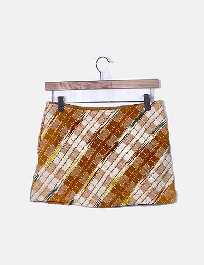 Falda De Cuadros Naranja