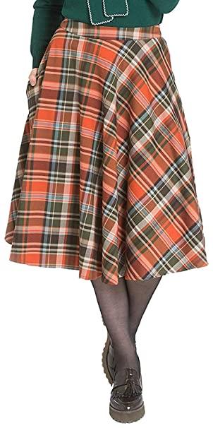 Falda De Cuadros Naranja