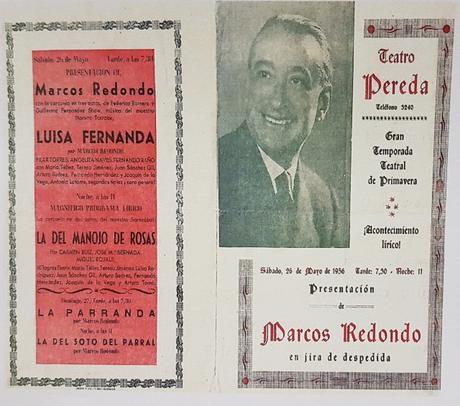 1956:Presentación de barítono Marcos Redondo en el Teatro Pereda de Santander