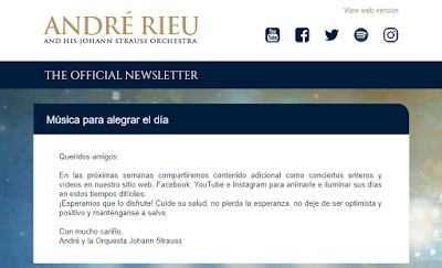 André Rieu está subiendo vídeos de sus conciertos a sus redes sociales