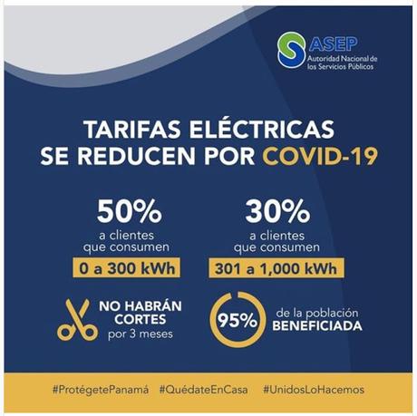 Reducción de tarifa eléctrica por COVID-19 Panamá
