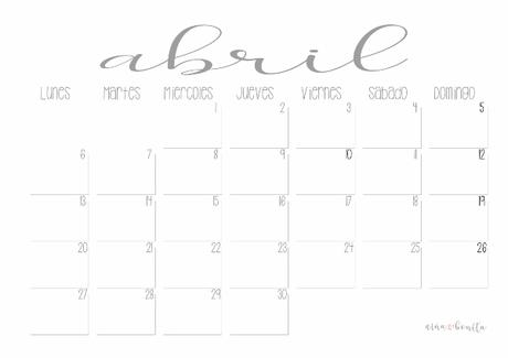 IMPRIMIBLE: Calendario abril 2020