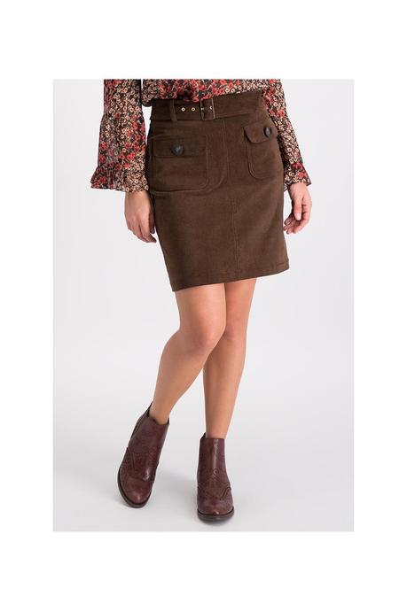 Falda Recta Con Botones Al Frente