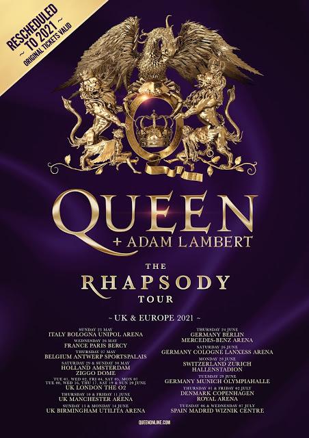 Queen + Adam Lambert retrasan un año su gira europea y tocarán en Madrid los días 6 y 7 de julio de 2021