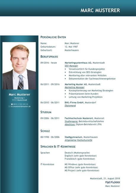 Lebenslauf Deutsch Vorlage Diese Können Sie In Ms Word Für Ihre Beste Prinzipien Personifizieren