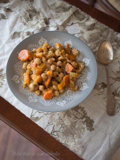 Verduras con garbanzos en Crock-Pot