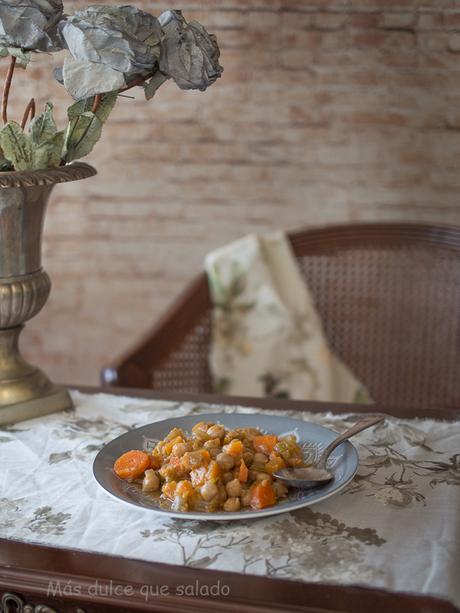 Verduras con garbanzos en Crock-Pot