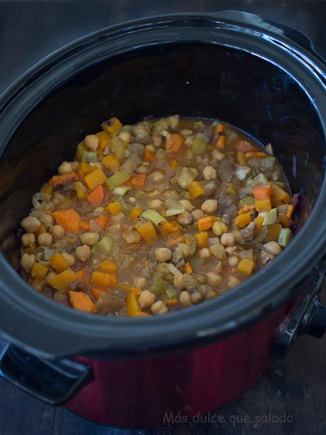 Verduras con garbanzos en Crock-Pot