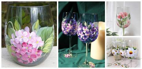 Cómo decorar a mano copas y vasos pintando bellas flores
