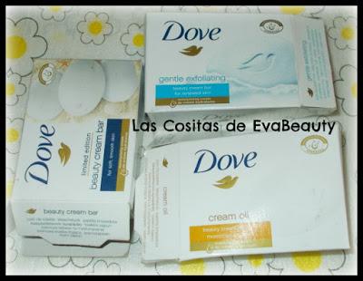 jabones cremosos argan, original y exfoliante de Dove
