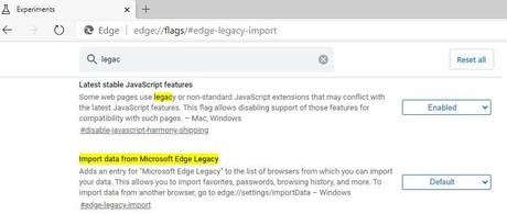 Microsoft Edge obtiene soporte para importar datos desde el viejo Edge