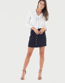 Falda Negra Corta De Pana