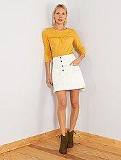 Falda Negra Corta De Pana