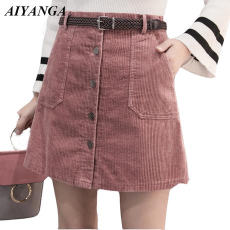 Falda Negra Corta De Pana