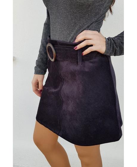 Falda Negra Corta De Pana