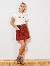 Falda Negra Corta De Pana