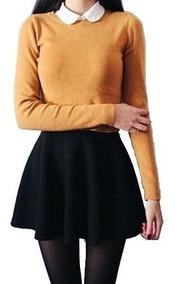 Falda Negra Corta De Pana