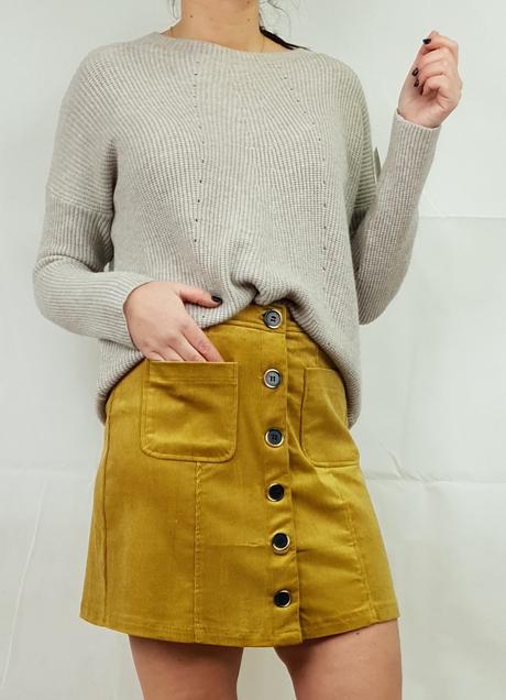 Falda Negra Corta De Pana