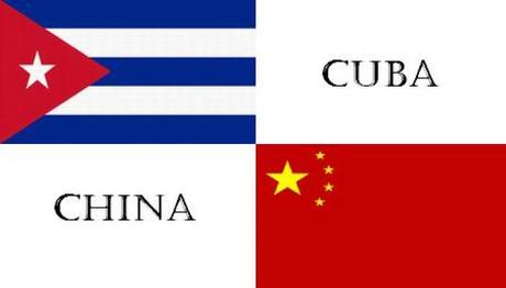 Banderas de Cuba y China