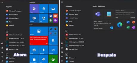 El nuevo menú de inicio de Windows 10 está quedando bien, pero con mucho espacio desperdiciado El nuevo menú de inicio de Windows 10 está quedando bien, pero con mucho espacio desperdiciado