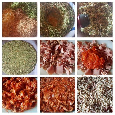 Pizza de brócoli,  con atún y jamón